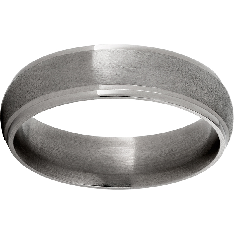Titanium Domed Grooved Edge Band with Stone Finish Jerald Jewelers Latrobe, PA