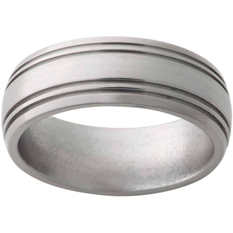 Titanium Domed Band with Two .5mm Grooves on Each Edge and Satin Finish Ritzi Jewelers Brookville, IN