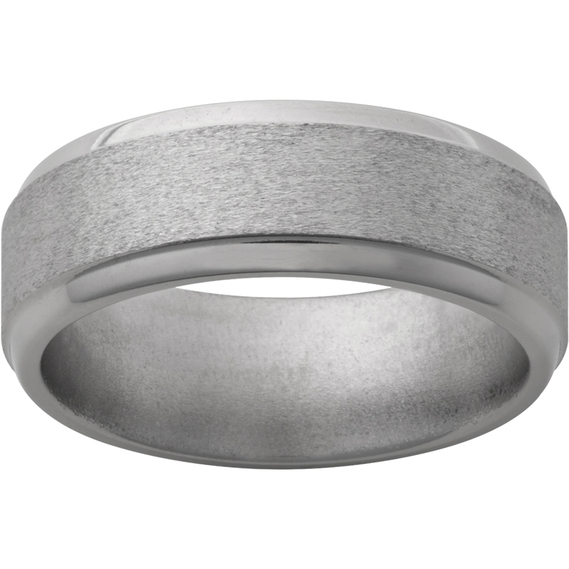 Titanium Flat Band with Step Beveled Edges and Stone Finish John E. Koller Jewelry Designs Owasso, OK