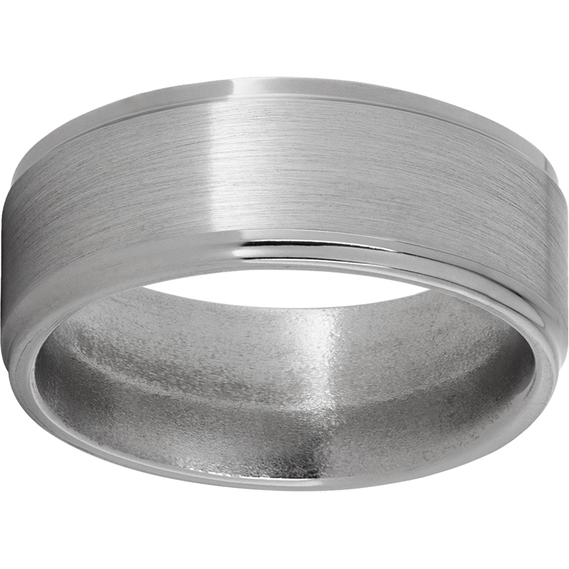 Titanium Flat Band with Grooved Edges and Satin Finish Lennon's W.B. Wilcox Jewelers New Hartford, NY