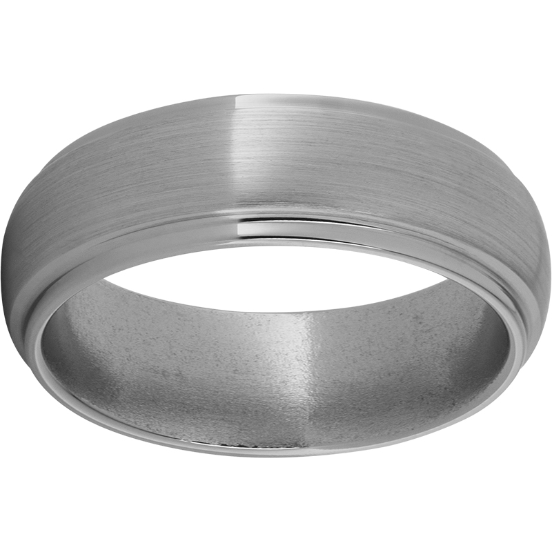 Titanium Domed Grooved Edge Band with Satin Finish Mitchell's Jewelry Norman, OK