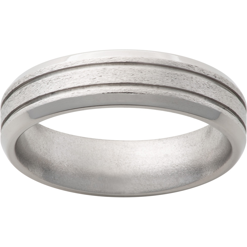 Titanium Beveled Edge Band with Two .5mm Grooves and Stone Finish Ritzi Jewelers Brookville, IN
