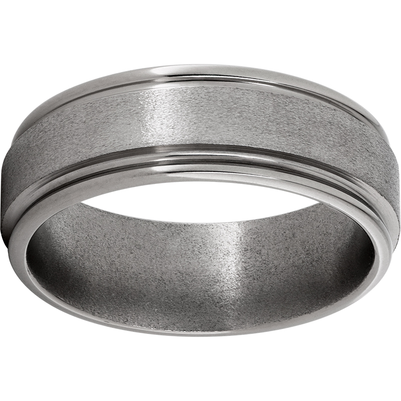 Titanium Rounded Edge Band with Stone Finish Mitchell's Jewelry Norman, OK