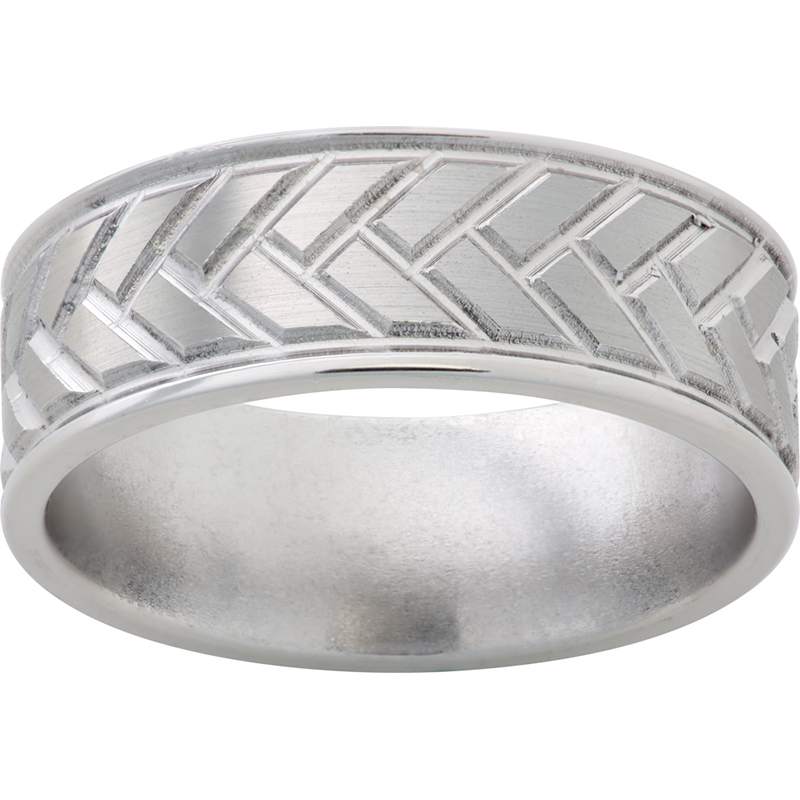 Titanium Rounded Edge Band with Milled Woven Pattern and Satin Finish John E. Koller Jewelry Designs Owasso, OK