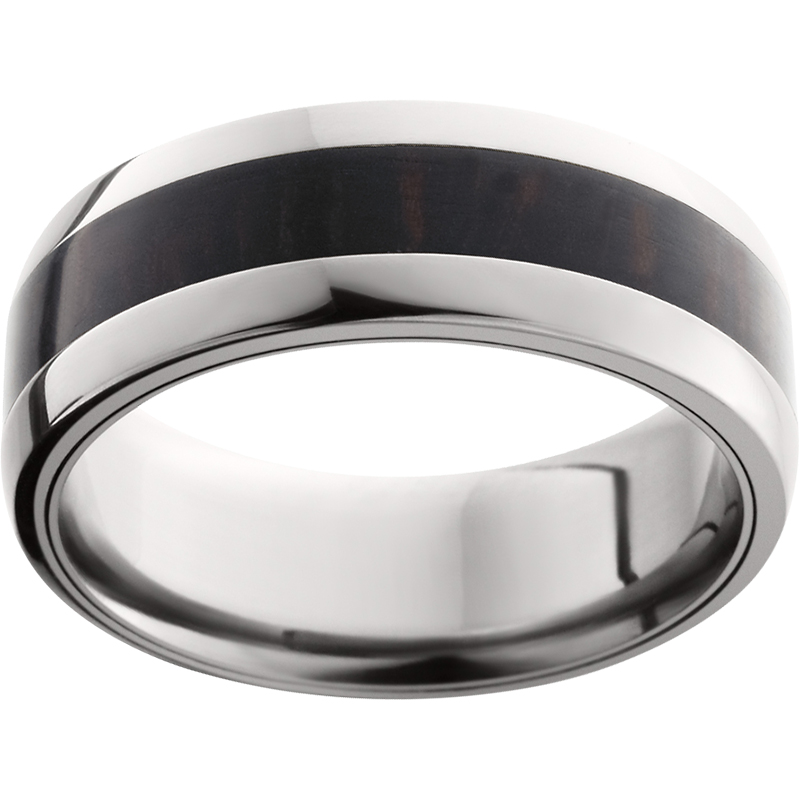 Titanium Domed Band with Exotic Wenge Wood Inlay Lennon's W.B. Wilcox Jewelers New Hartford, NY