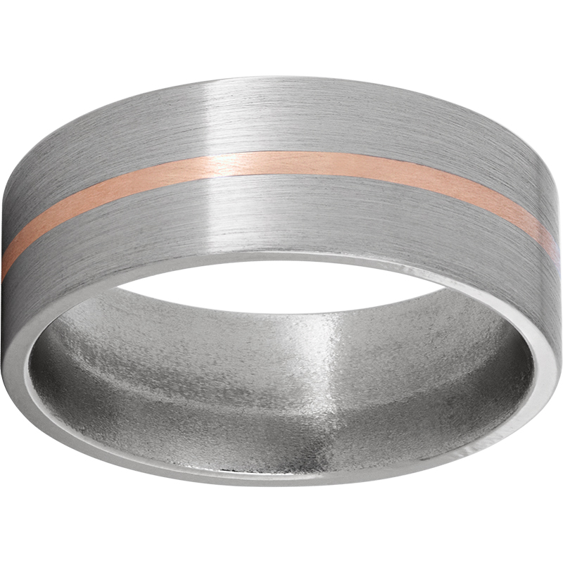 Titanium Flat Band with a 1mm 14K Rose Gold Inlay and Satin Finish Ritzi Jewelers Brookville, IN
