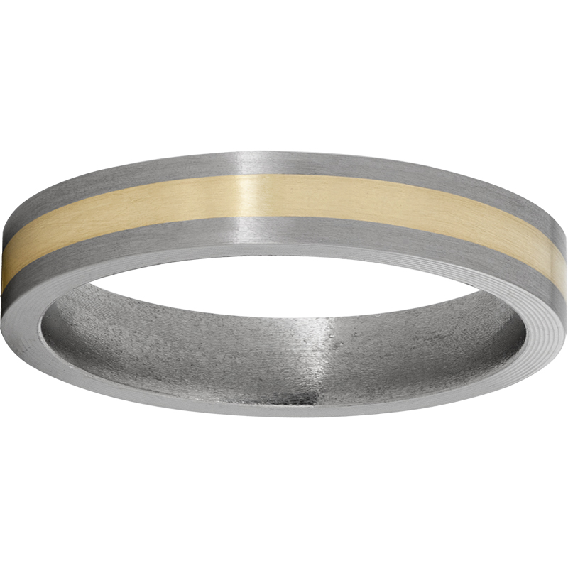 Titanium Flat Band with a 2mm 14K Yellow Gold Inlay and Satin Finish Lennon's W.B. Wilcox Jewelers New Hartford, NY