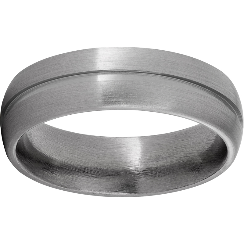 Titanium Domed Band with a Satin Finish and One 1mm Groove Lake Oswego Jewelers Lake Oswego, OR