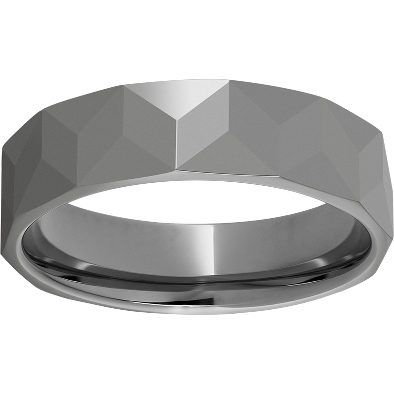 Rugged Tungsten™ 6mm Band with Angled Facets and Polished Finish Confer's Jewelers Bellefonte, PA