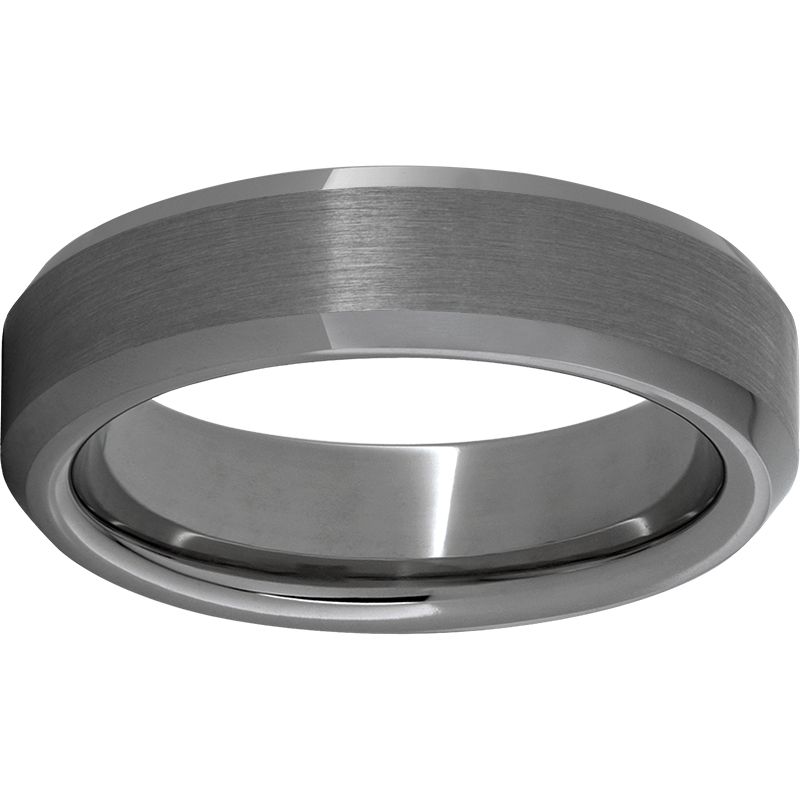 Rugged Tungsten™ 6mm Beveled Edge Band with Satin Finish Confer's Jewelers Bellefonte, PA