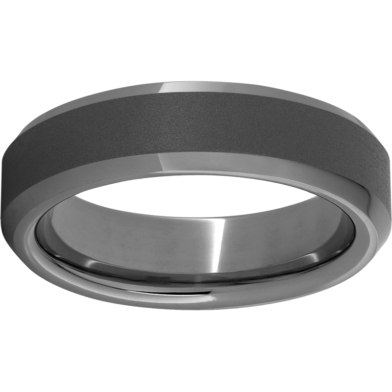 Rugged Tungsten™ 6mm Beveled Edge Band with Sandblast Finish Confer's Jewelers Bellefonte, PA