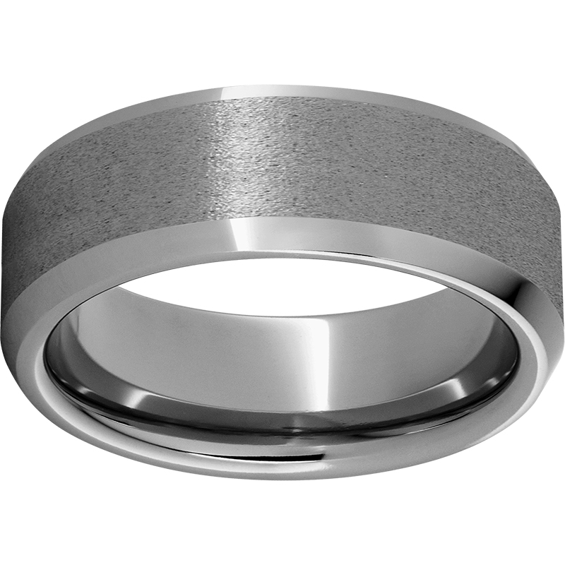 Rugged Tungsten™ 8mm Beveled Edge Band with Stone Finish Confer's Jewelers Bellefonte, PA