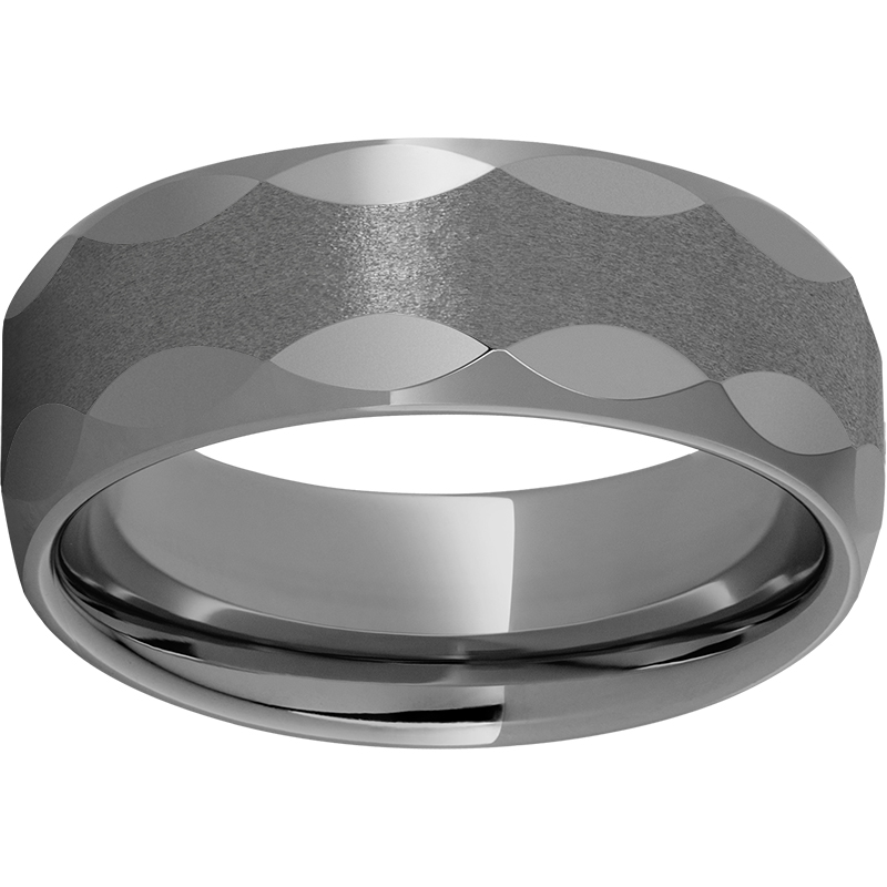 Rugged Tungsten™ 8mm Domed Band with Oval Facets and Stone Finish Ritzi Jewelers Brookville, IN