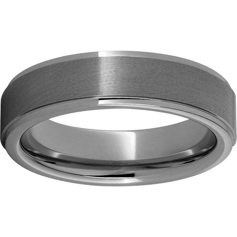 Rugged Tungsten™ 6mm Flat Grooved Edge Band and Satin Finish Lennon's W.B. Wilcox Jewelers New Hartford, NY