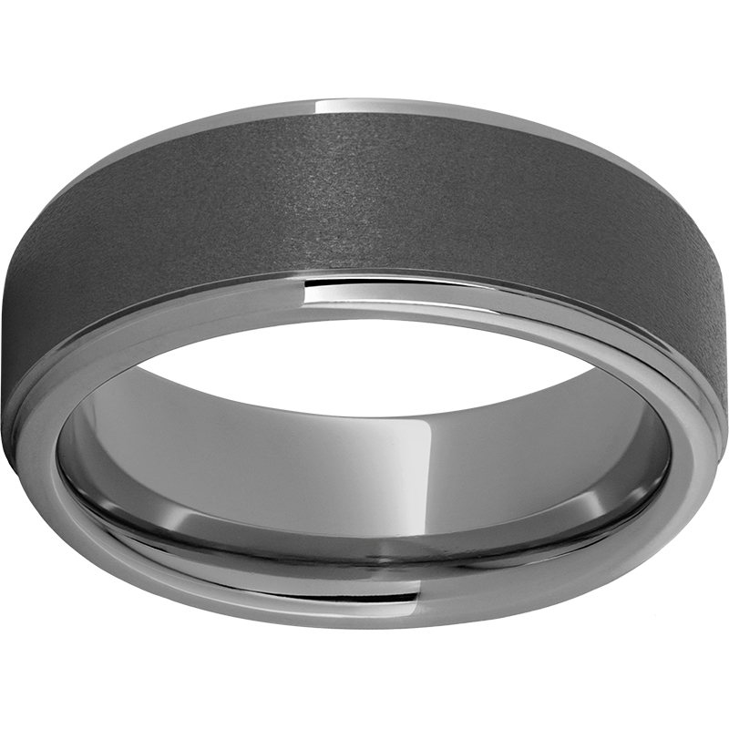 Rugged Tungsten™ 8mm Flat Grooved Edge Band with Sandblast Finish Confer's Jewelers Bellefonte, PA