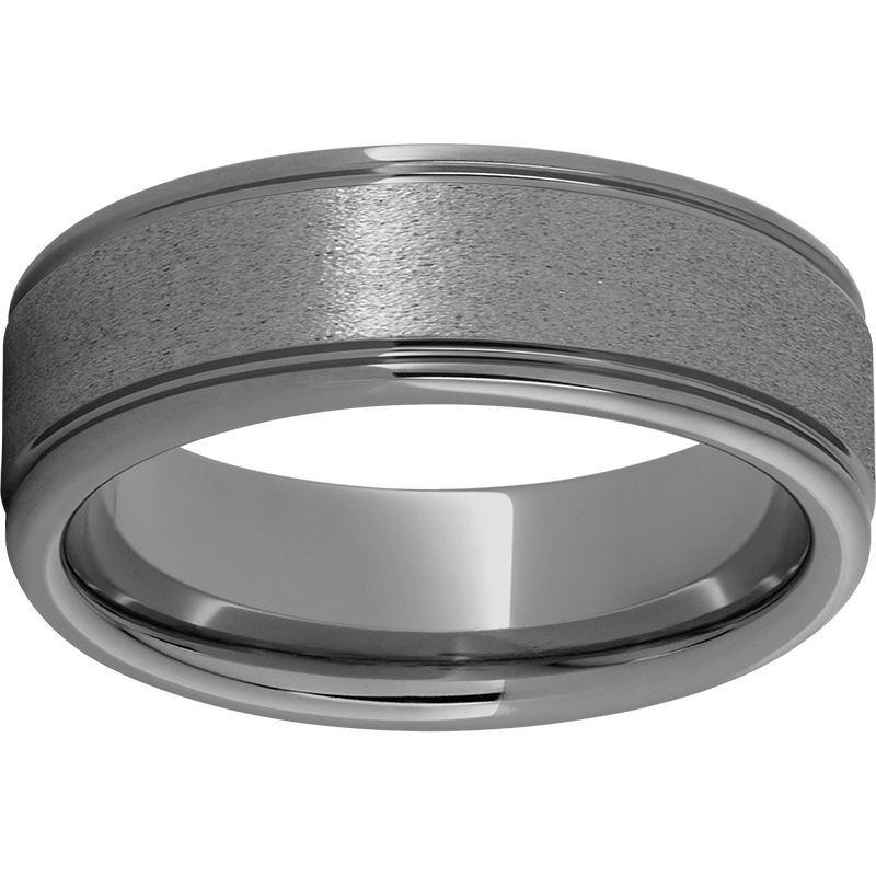 Rugged Tungsten™ 8mm Rounded Edge Band with Stone Finish Milano Jewelers Pembroke Pines, FL