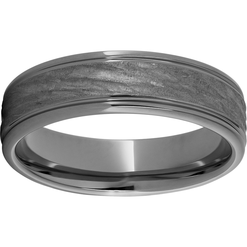 Rugged Tungsten™ 6mm Rounded Edge Band with Bark Finish Confer's Jewelers Bellefonte, PA