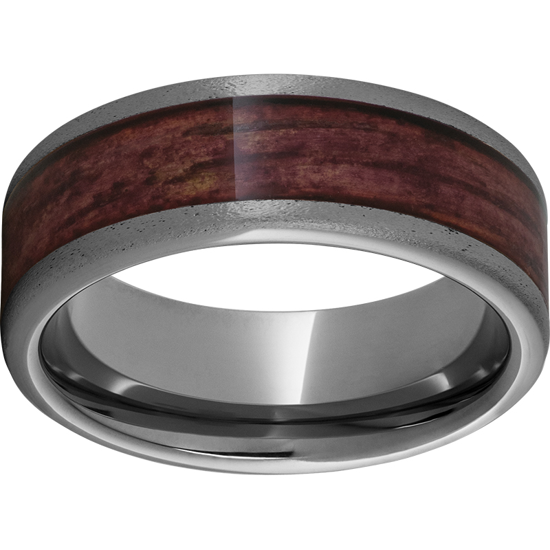 Rugged Tungsten™ 8mm Pipe Cut Band with Cabernet Barrel Aged™ Inlay and Stone Finish Milano Jewelers Pembroke Pines, FL