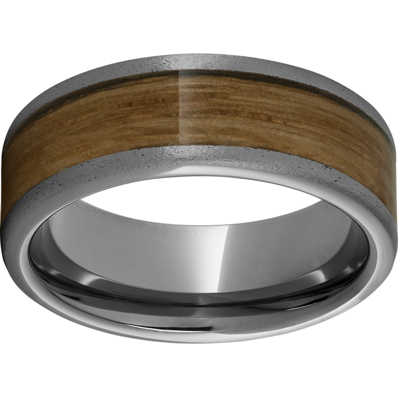 Rugged Tungsten™ 8mm Pipe Cut Band with Single Malt Barrel Aged™ Inlay and Stone Finish Jerald Jewelers Latrobe, PA