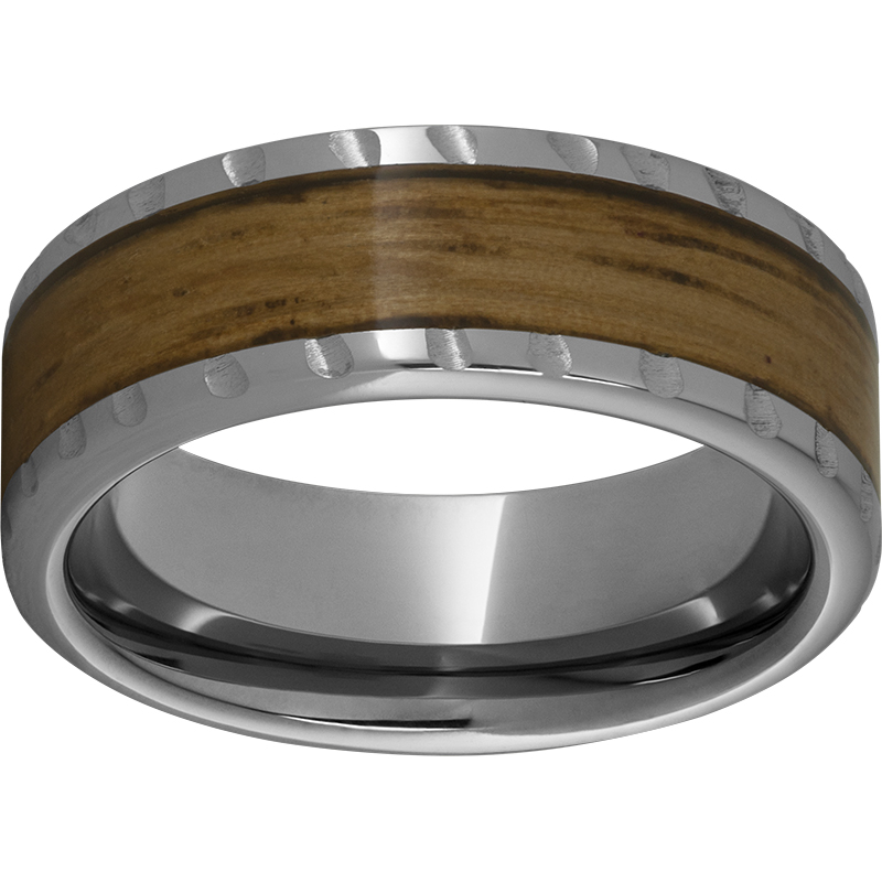 Rugged Tungsten™ 8mm Pipe Cut Band with Single Malt Barrel Aged™ Inlay and Scored Edge Milano Jewelers Pembroke Pines, FL