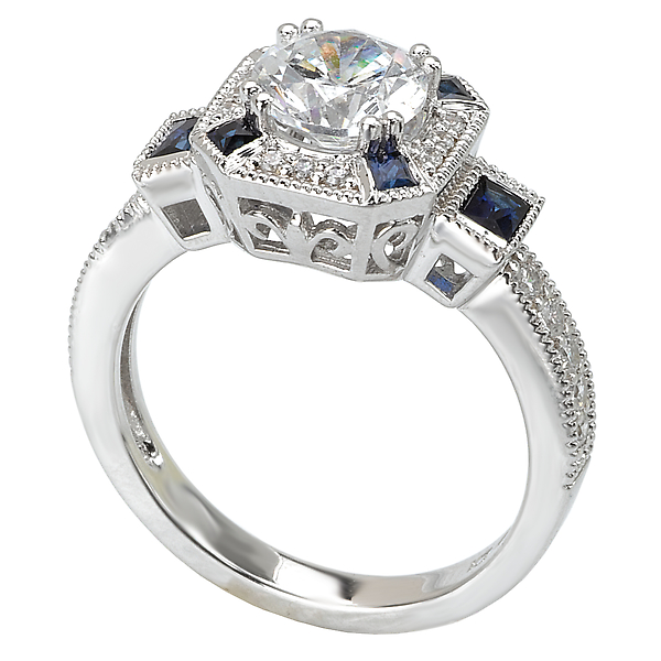 Sapphire and Diamond Semi-Mount Ring Image 2 Malak Jewelers Charlotte, NC