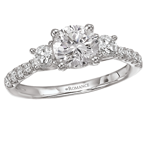 Engagement Rings - 3 Stone Semi-Mount Diamond Ring