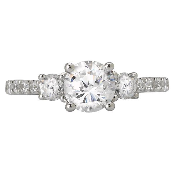 Engagement Rings - 3 Stone Semi-Mount Diamond Ring - image 4