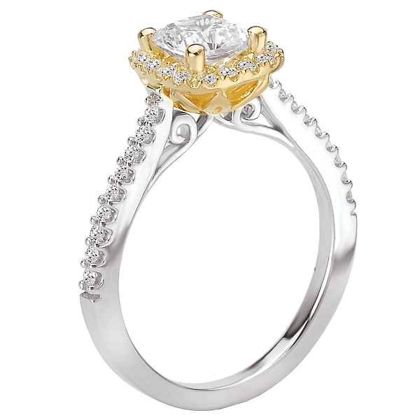 Engagement Rings - Two Tone Semi-Mount Diamond Ring - image #2