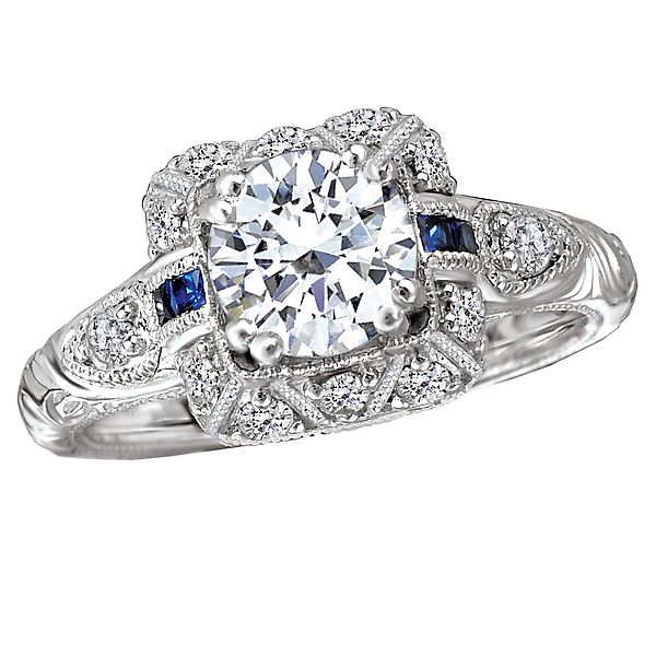 Engagement Rings - Sapphire and Diamond Semi-Mount Ring