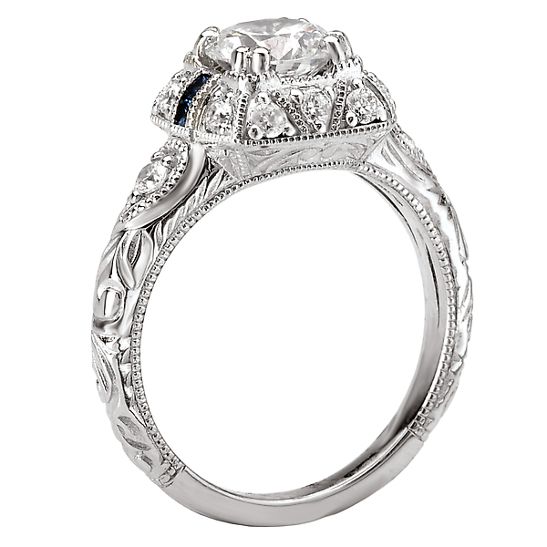 Engagement Rings - Sapphire and Diamond Semi-Mount Ring - image 2