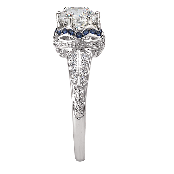 Engagement Rings - Sapphire and Diamond Semi-Mount Ring - image #3