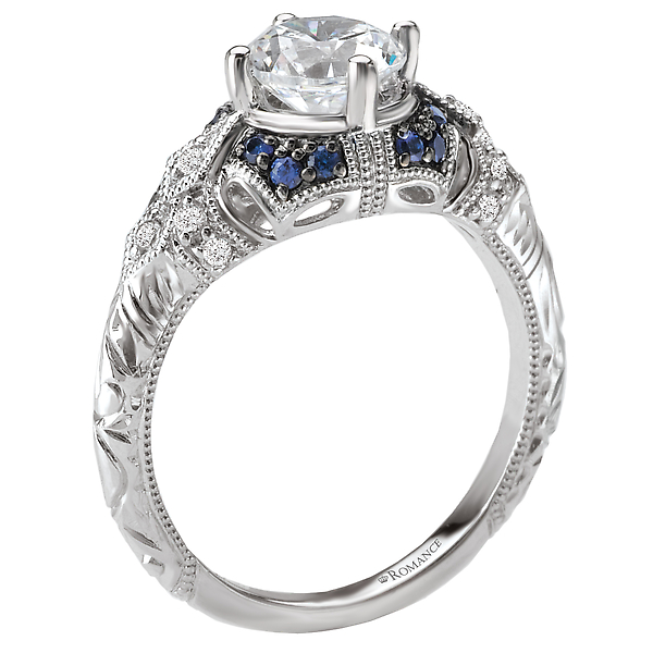 Engagement Rings - Sapphire and Diamond Semi-Mount Ring - image 2