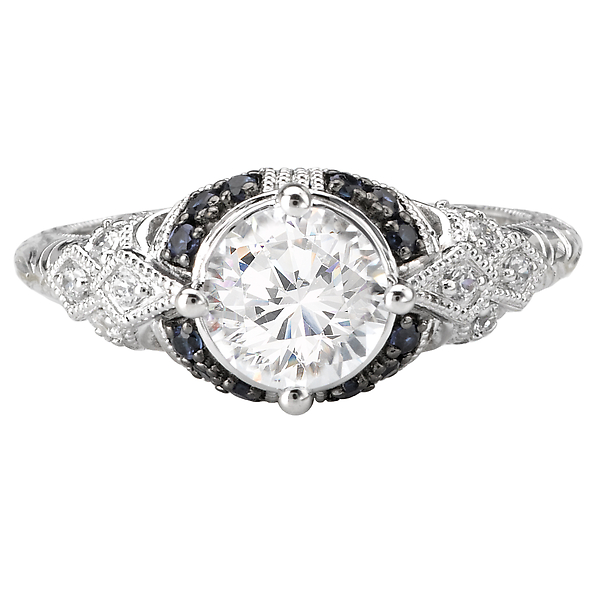 Engagement Rings - Sapphire and Diamond Semi-Mount Ring - image #4