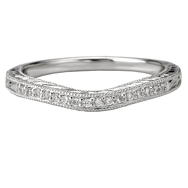 Ladies Diamond Wedding Rings - Curved Wedding Band - image 4