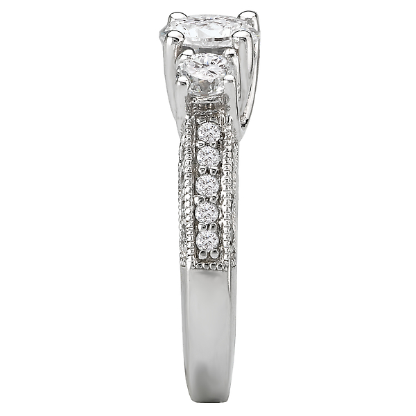 Engagement Rings - 3 Stone Semi-Mount Diamond Ring - image #3