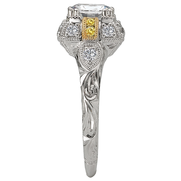 Engagement Rings - Two Tone Semi-Mount Diamond Ring - image 3