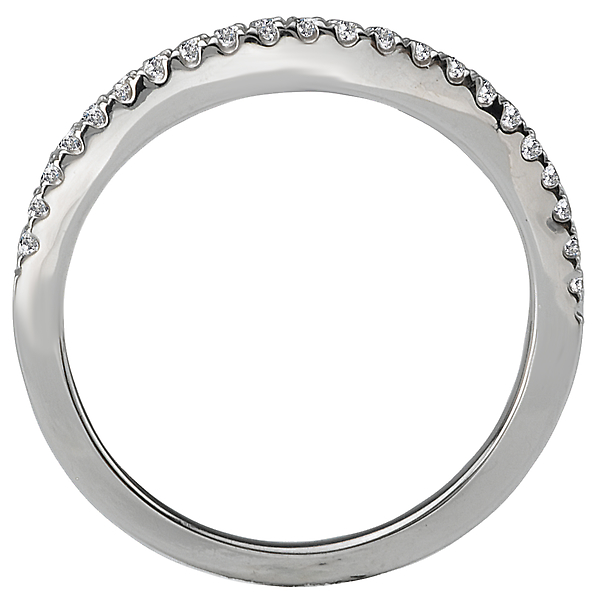 Ladies Diamond Wedding Rings - Curved Wedding Band - image #2
