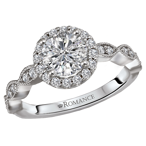 Engagement Rings - Halo Semi-Mount Diamond Ring