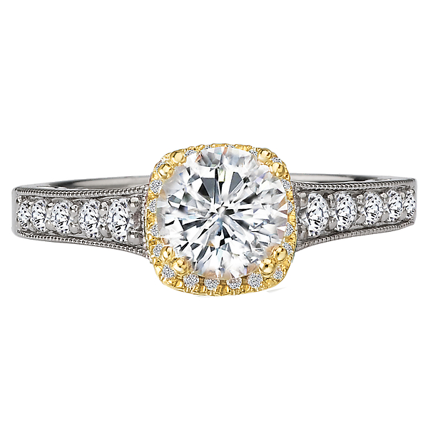Engagement Rings - Two Tone Semi-Mount Diamond Ring - image 4