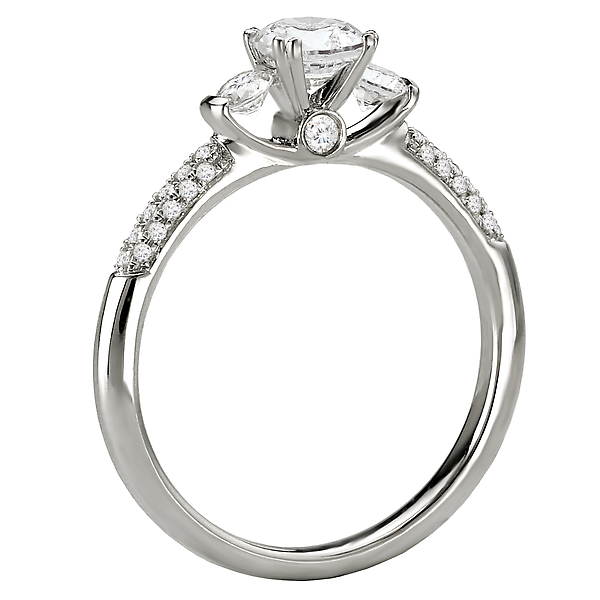 Engagement Rings - 3-Stone Semi-Mount Diamond Ring - image #2
