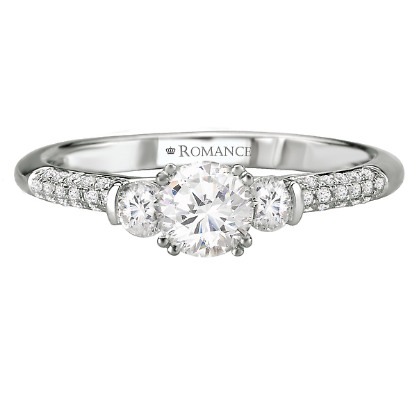 Engagement Rings - 3-Stone Semi-Mount Diamond Ring - image #4