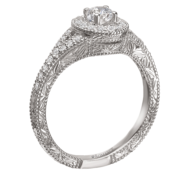 Engagement Rings - Split Shank Halo Complete Ring - image #2