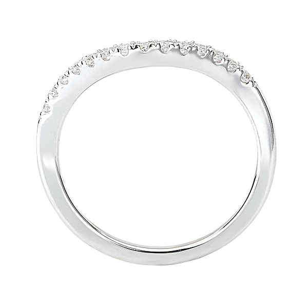Ladies Diamond Wedding Rings - Curved Wedding Band - image #2