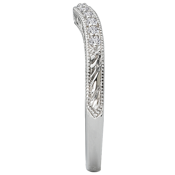Ladies Diamond Wedding Rings - Curved Wedding Band - image #3