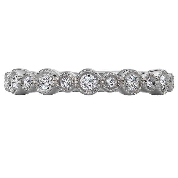 Ladies Diamond Wedding Rings - Scalloped Matching Band - image #4