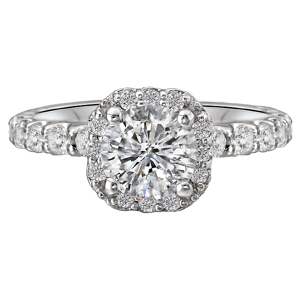 Engagement Rings - Halo Semi-Mount Diamond Ring - image 4