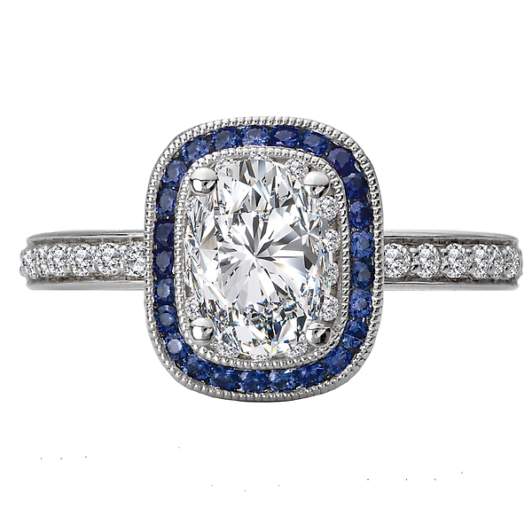 Halo Semi Mount Diamond and Gemstone Ring Image 4 Malak Jewelers Charlotte, NC