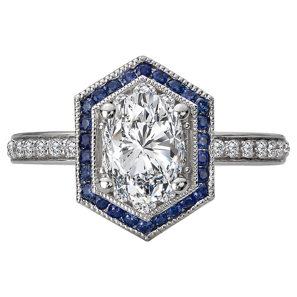 Halo Semi Mount Diamond and Gemstone Ring Image 4 Malak Jewelers Charlotte, NC