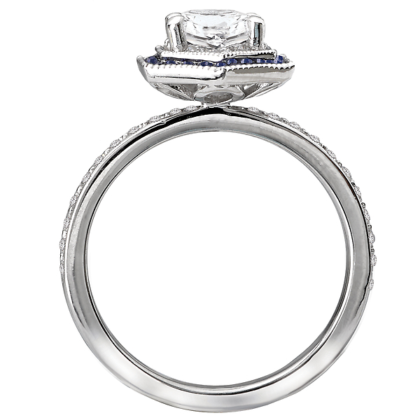 Halo Semi Mount Diamond and Gemstone Ring Image 2 Malak Jewelers Charlotte, NC