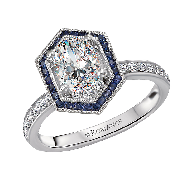Halo Semi Mount Diamond and Gemstone Ring J. Schrecker Jewelry Hopkinsville, KY